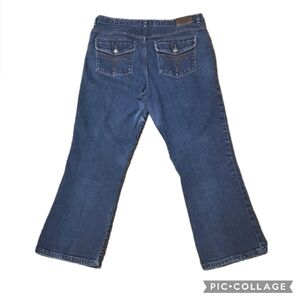 LRL Lauren Jeans Womens 16 Classic Bootcut Dark Denim Embroidered Pockets Preppy